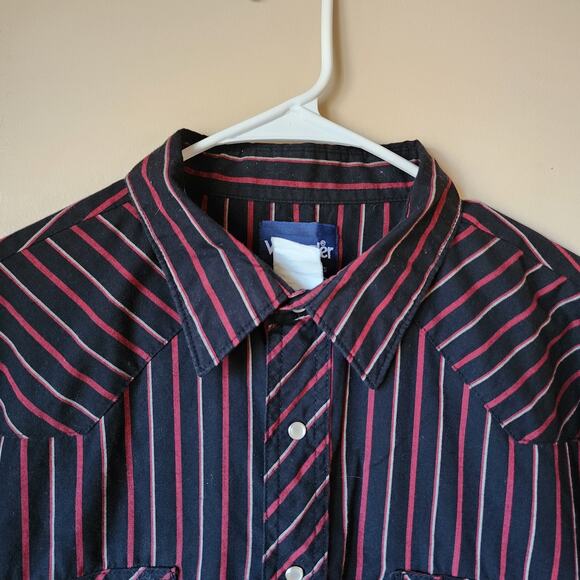 Vintage Wrangler Long Sleeve Shirt Mens Size 2X Button Up Pearl Snap Black Red - Picture 3 of 8